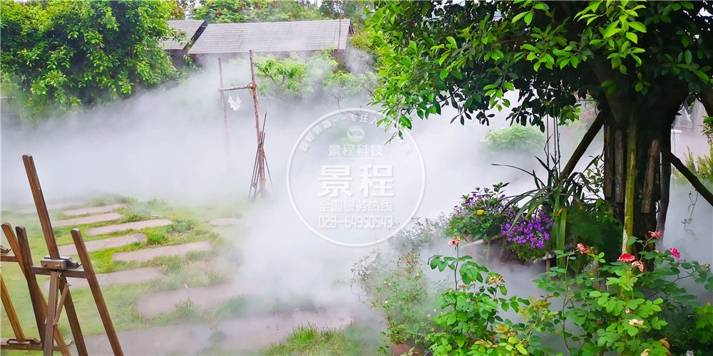 度假区喷雾景观,户外人造雾景观